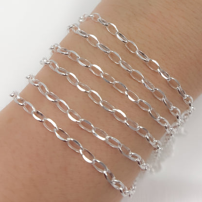 Sterling Silver Diamond Cut Oval Link Chain
