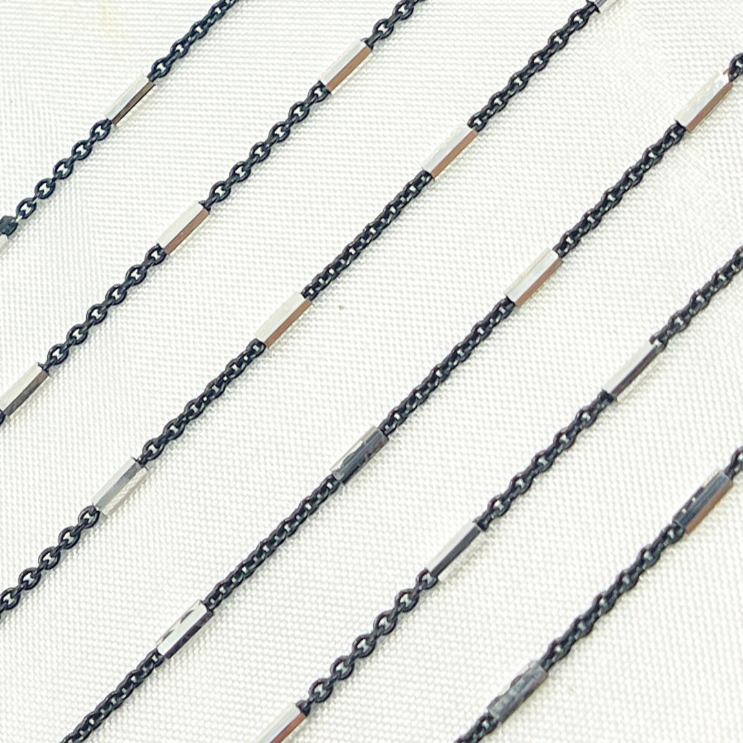 Oxidized 925 Sterling Silver Satellite Tube Chain
