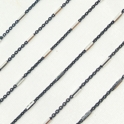 Oxidized 925 Sterling Silver Satellite Tube Chain