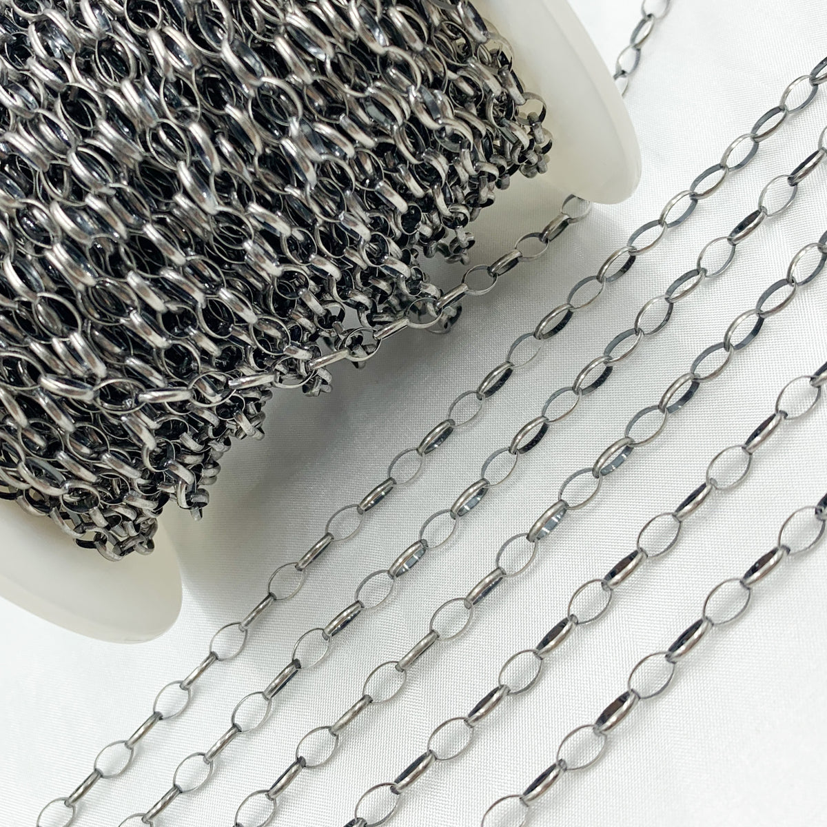 Oxidized Sterling Silver Cable Oval Link Chain