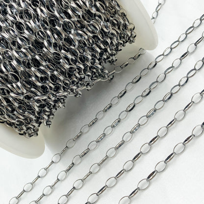 Oxidized Sterling Silver Cable Oval Link Chain