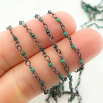 Load image into Gallery viewer, Chrysocolla Black Rhodium 925 Sterling Silver Wire Chain.  CSO6
