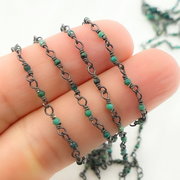 Chrysocolla Black Rhodium Sterling Silver Wire Chain