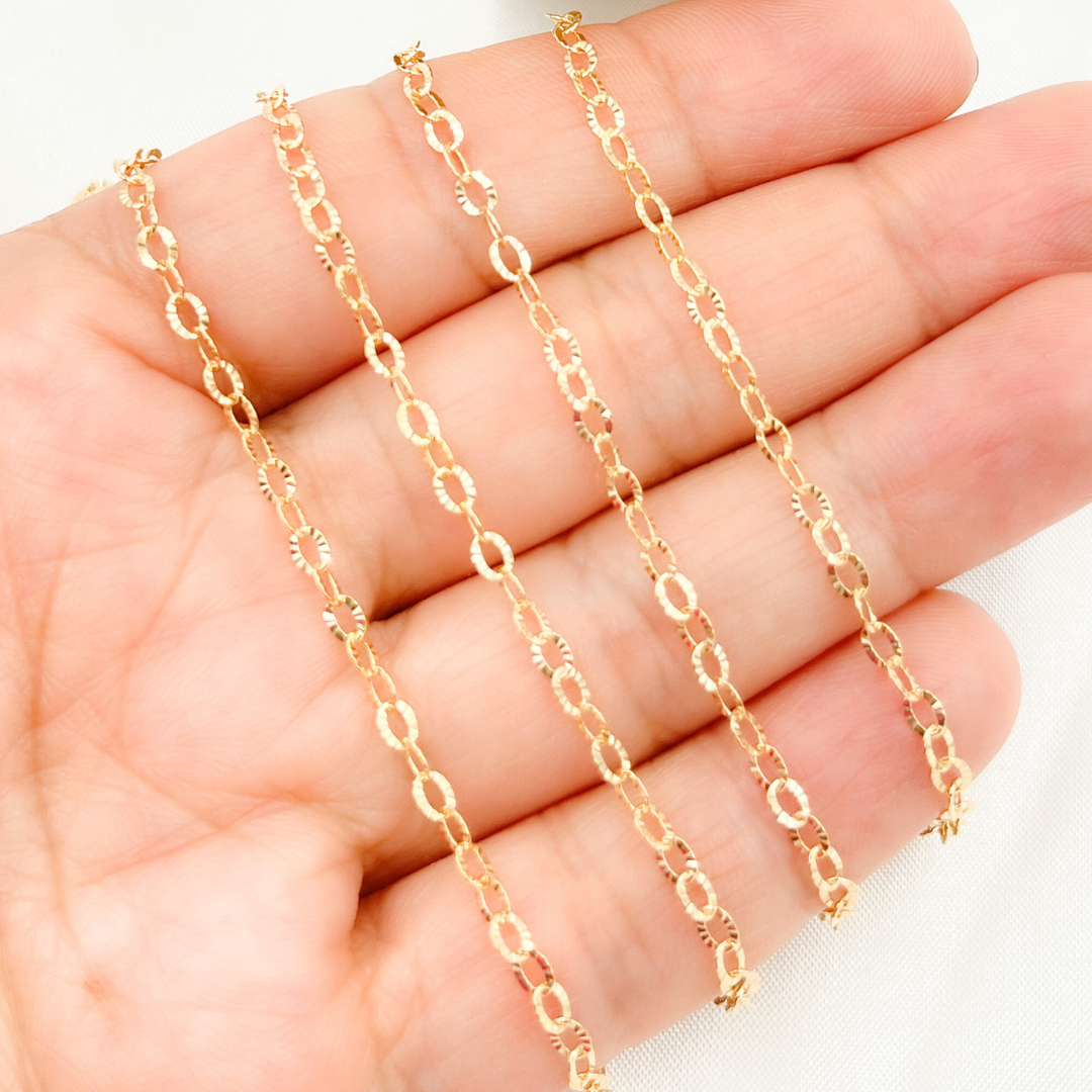 14k Gold Filled Diamond Cut Oval Link