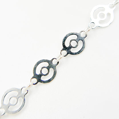 Sterling Silver Patterned Round Disc Link Chain