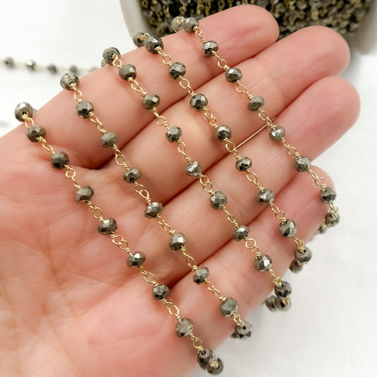 Pyrite Gold Plated 925 Sterling Silver Wire Chain.