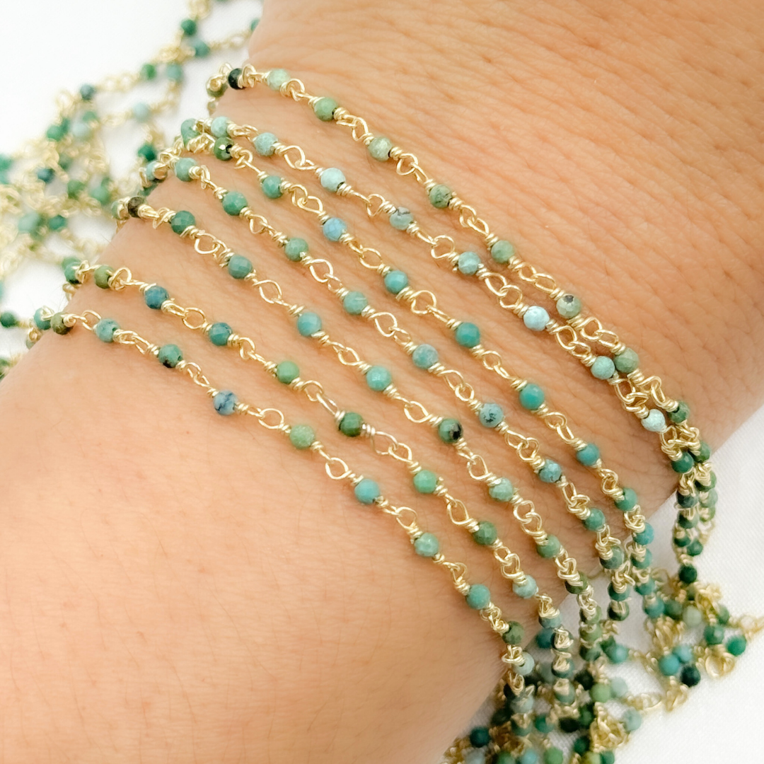 Turquoise Gold Plated 925 Sterling Silver Wire Chain