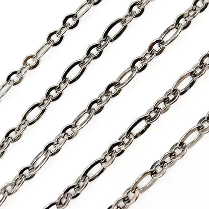 Black Rhodium Sterling Silver Oval and Round Link Chain