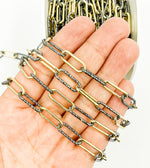 Load image into Gallery viewer, V41GB. Gold Plated &amp; Black Rhodium Sterling Silver Smooth &amp; Diamond Cut Paperclip Chain
