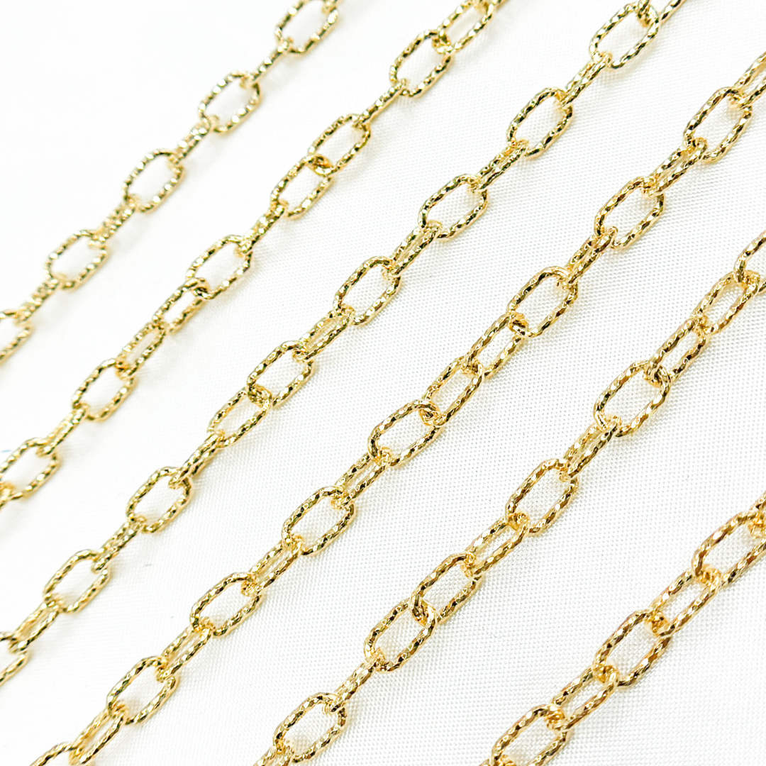 V151DCGP. Gold Plated 925 Sterling Silver Diamond Cut Cable Link Chain