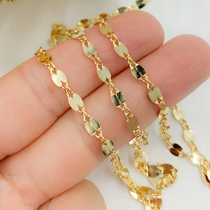 Gold Plated 925 Sterling Silver Flat Marina Link Chain.