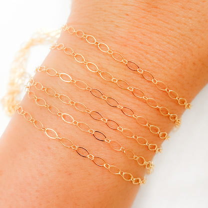 14K Gold-Filled Flat Oval and Round Link Chain