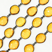 Hydro Quartz Citrine Organic Shape Bezel Oxidized Wire Chain