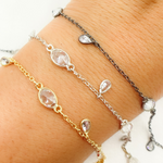 Load image into Gallery viewer, CZ34. Tear Drop Shape Dangle &amp; Oval Connector Cubic Zirconia Chain