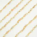 Load image into Gallery viewer, CMS58. Coated Peach Moonstone Wire Chain