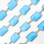 Load image into Gallery viewer, Turquoise Rectangle Shape Bezel Oxidized 925 Sterling Silver Wire Chain. TRQ3
