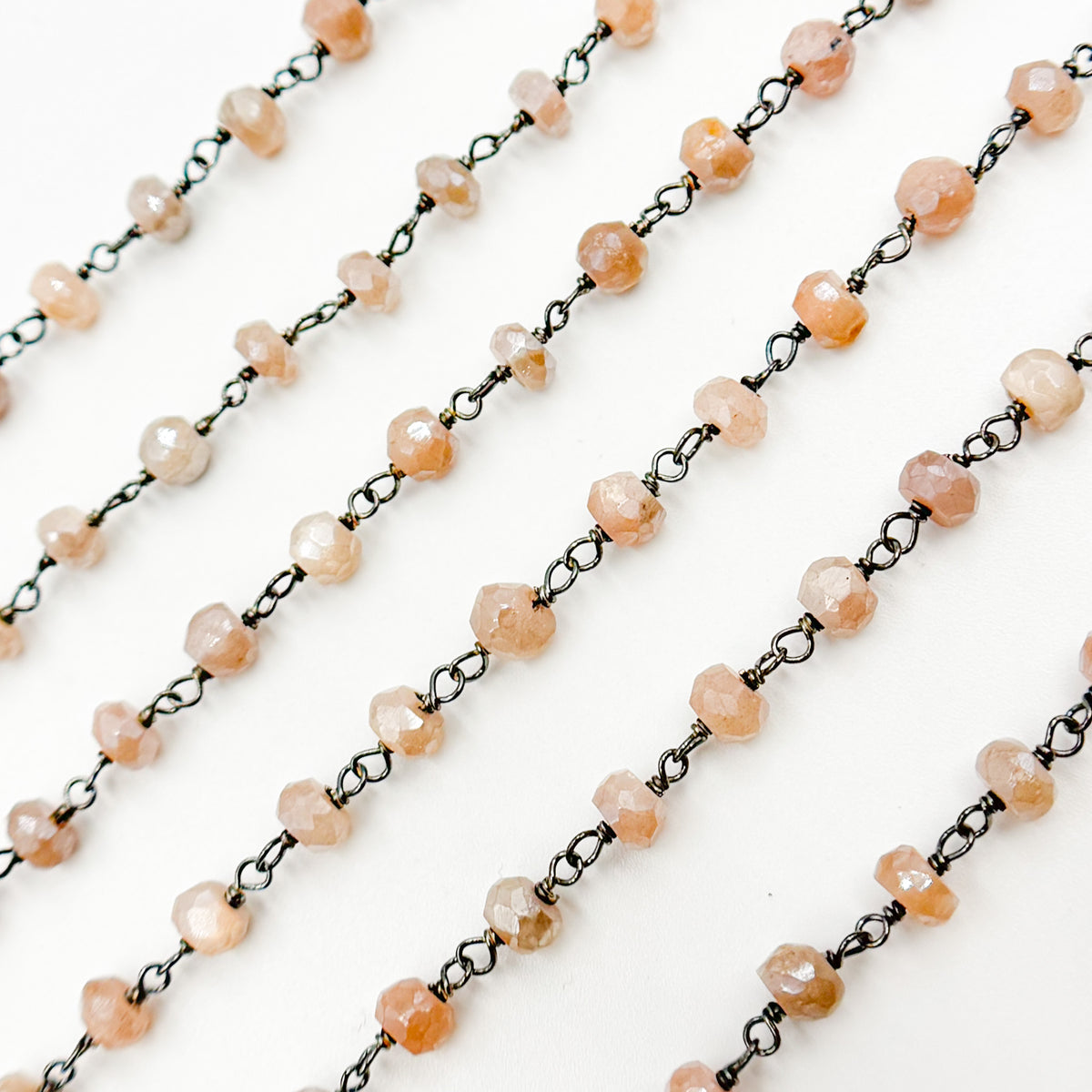 Coated Peach Moonstone Wire Chain