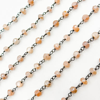 Coated Peach Moonstone Wire Chain