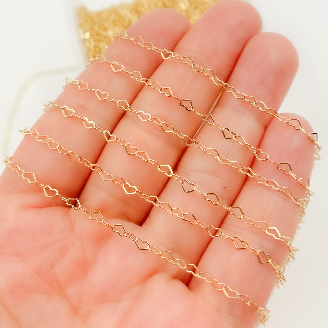A35F/SPGF. 14K Gold Filled Flat Heart Link Chain