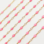 Load image into Gallery viewer, Gold Filled Pink Color Opal Enamel Cable Chain
