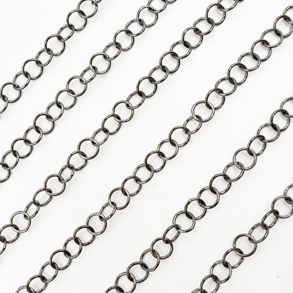Black Rhodium Sterling Silver Cable Chain
