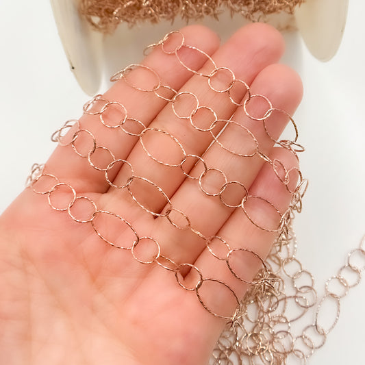Rose Gold Plated Silver Long and Short Link Chain