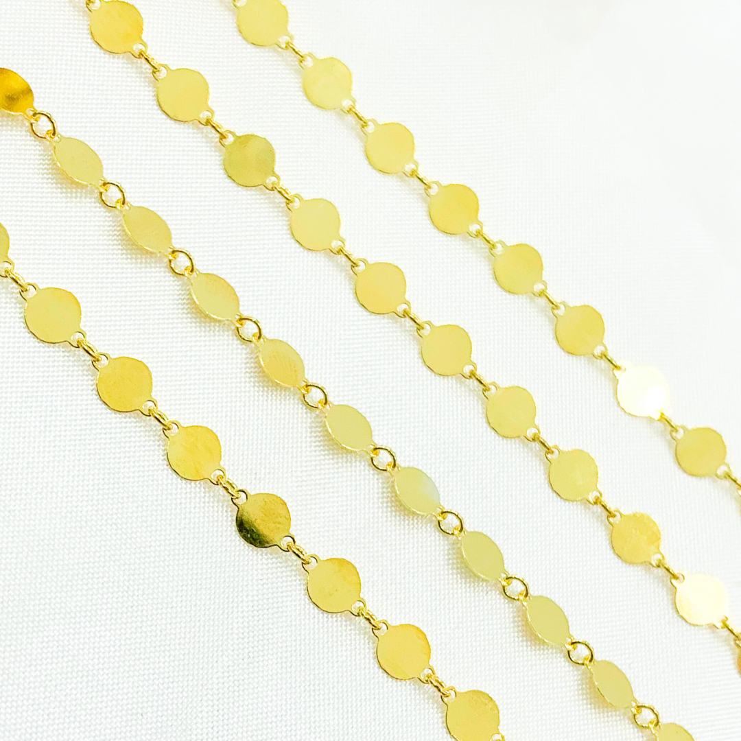 Gold Plated 925 Sterling Silver Flat Disc Chain. 