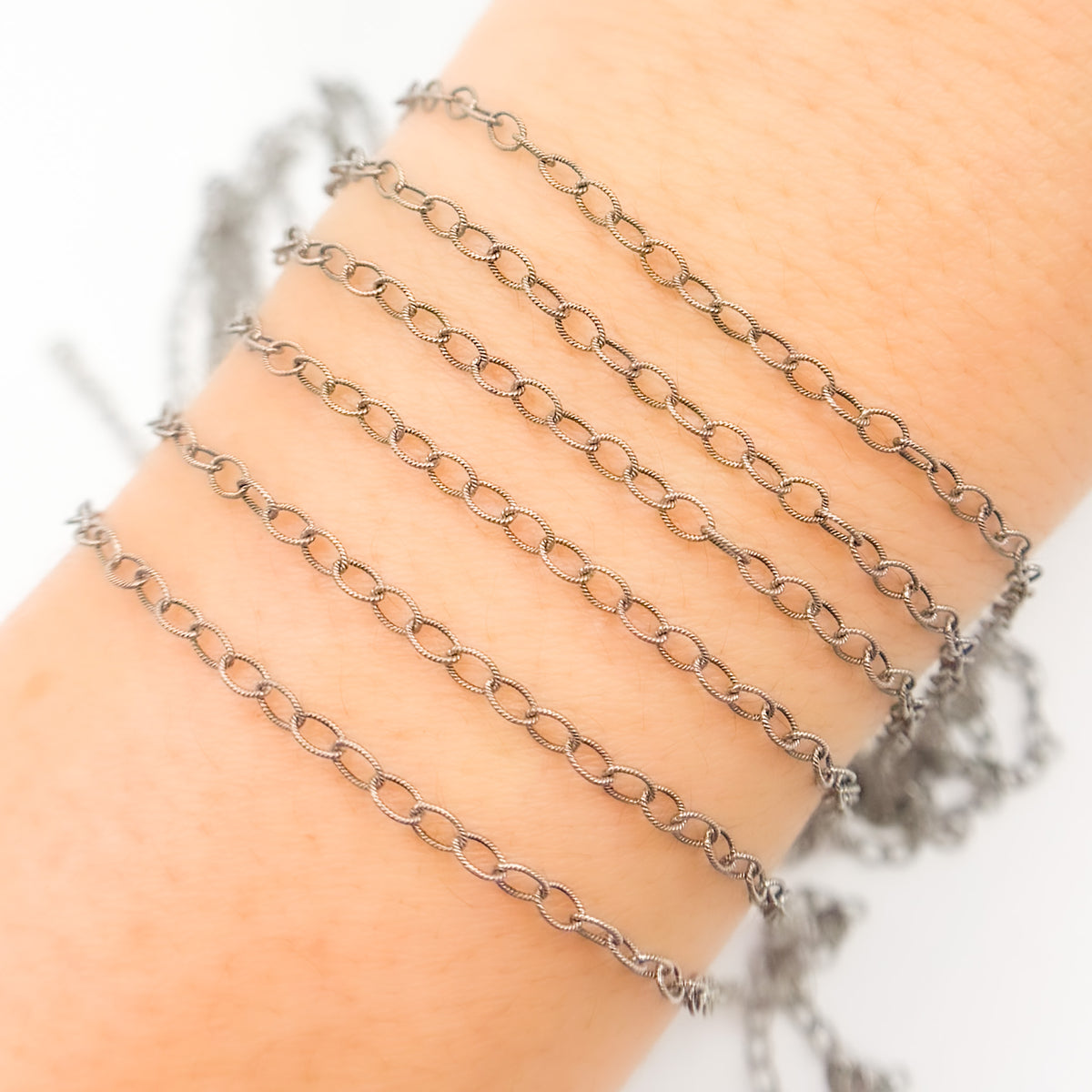 Oxidized Hammered Cable Chain