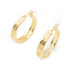 Load image into Gallery viewer, 15850021299. 14K Solid Gold Fancy Hollow Double Hoop Earrings