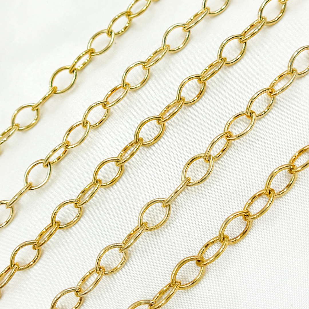 4703GP. Gold Plated 925 Sterling Silver Smooth Hollow Oval Link