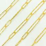 Load image into Gallery viewer, V4GP. Gold Plated 925 Sterling Silver Diamond Cut Short &amp; Long Link Chain