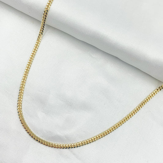 14K Solid Yellow Gold Flat Curb Necklace
