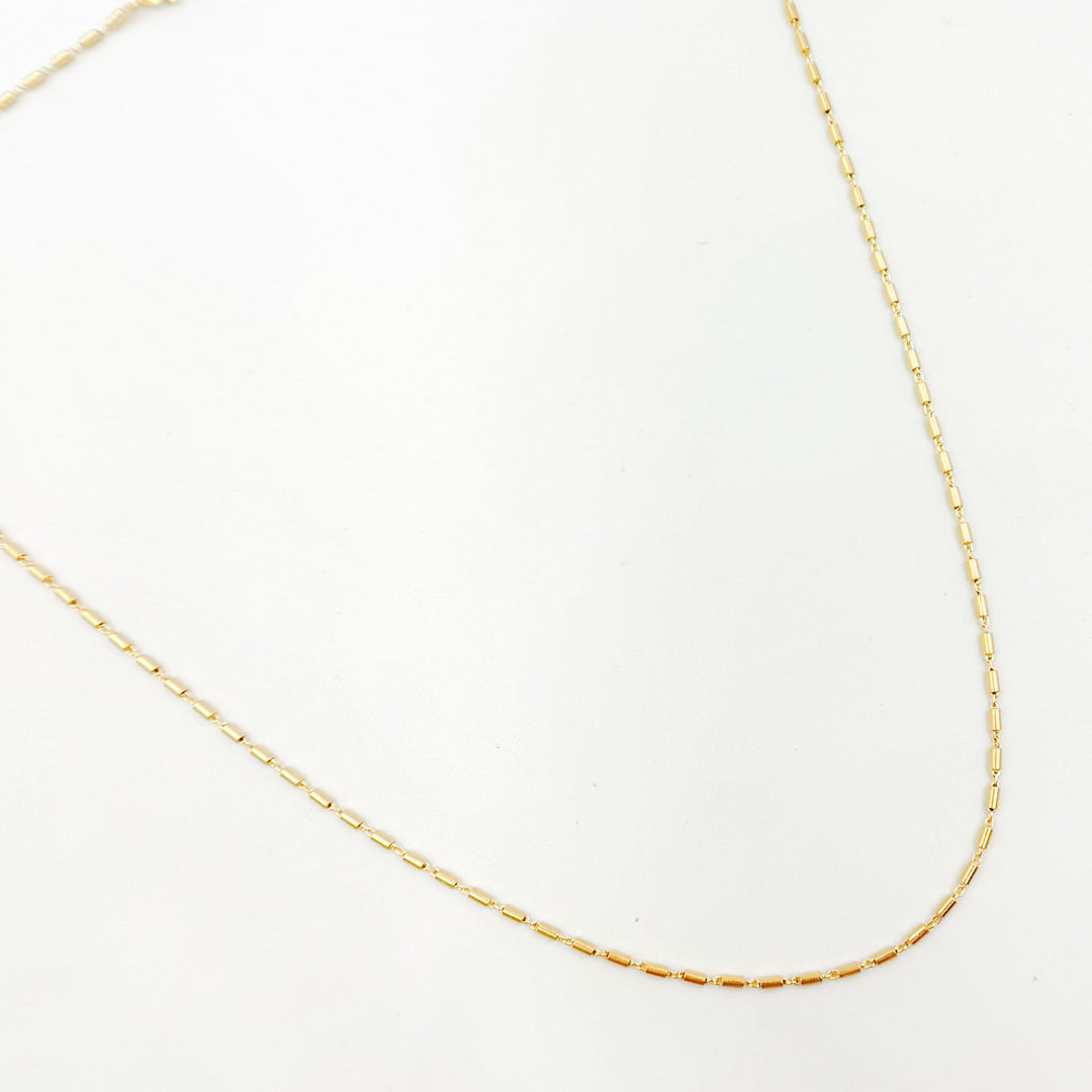025R02E0T. 14k Solid Yellow Gold Smooth Round Bars Link Chain