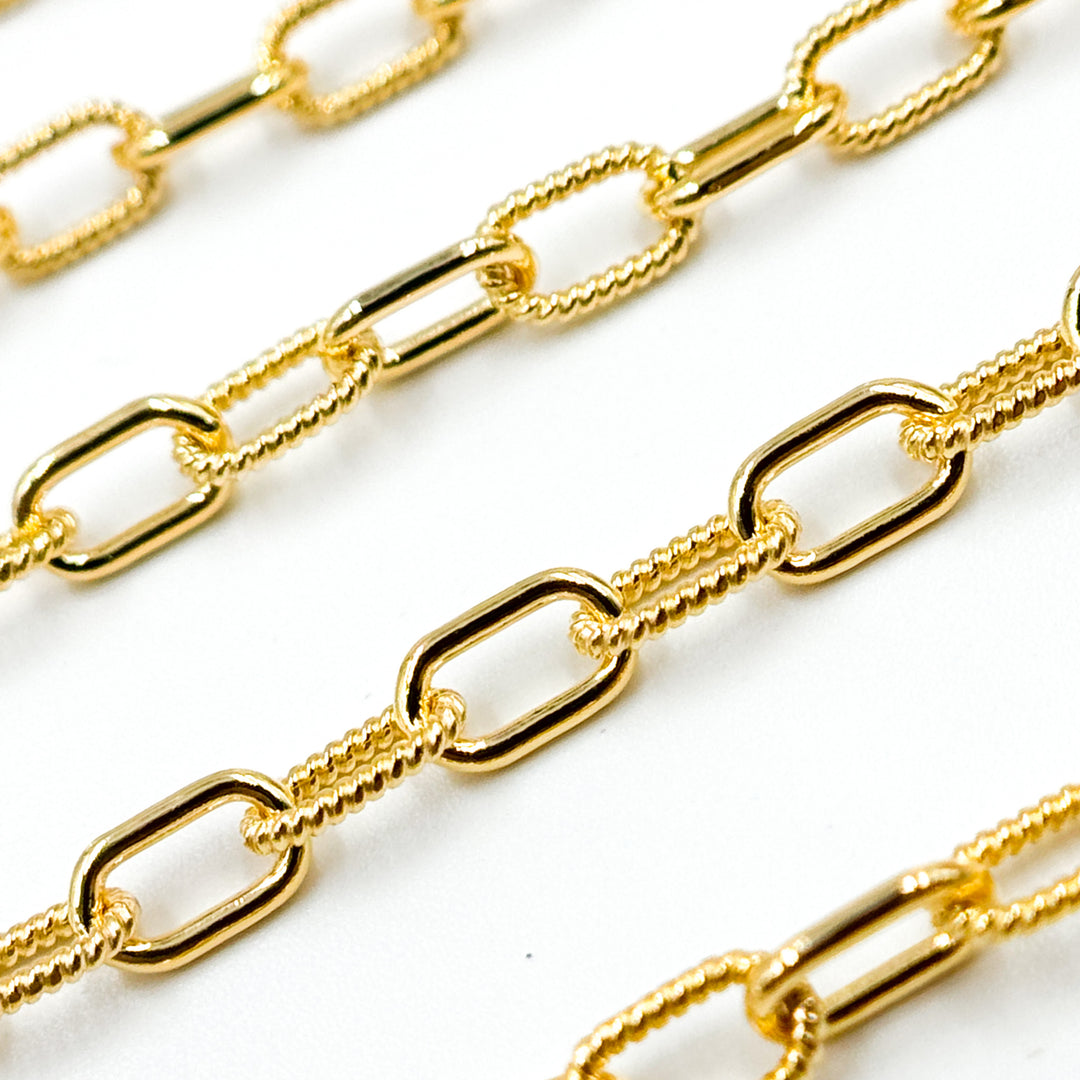 Shop Now 14k Gold Filled Elongated Cable Twisted and Plain Link Chain