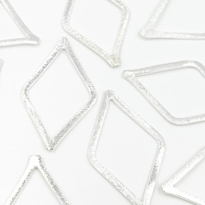 White Sterling Silver Brushed Diamond Connector