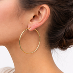 Load image into Gallery viewer, GER82. 14K Solid Gold Hollow Hoop Earrings
