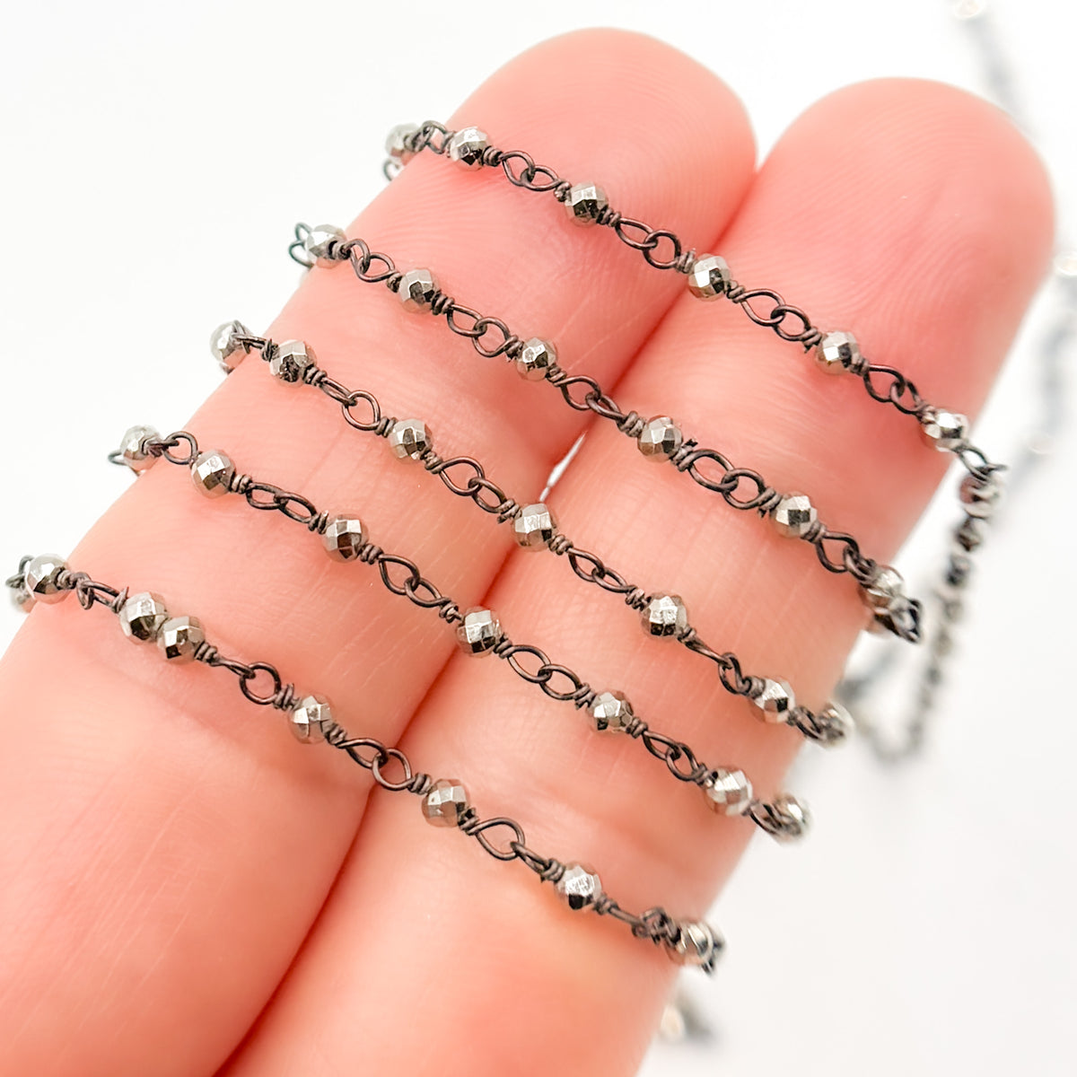 Pyrite Wire Wrapped Beads Chain