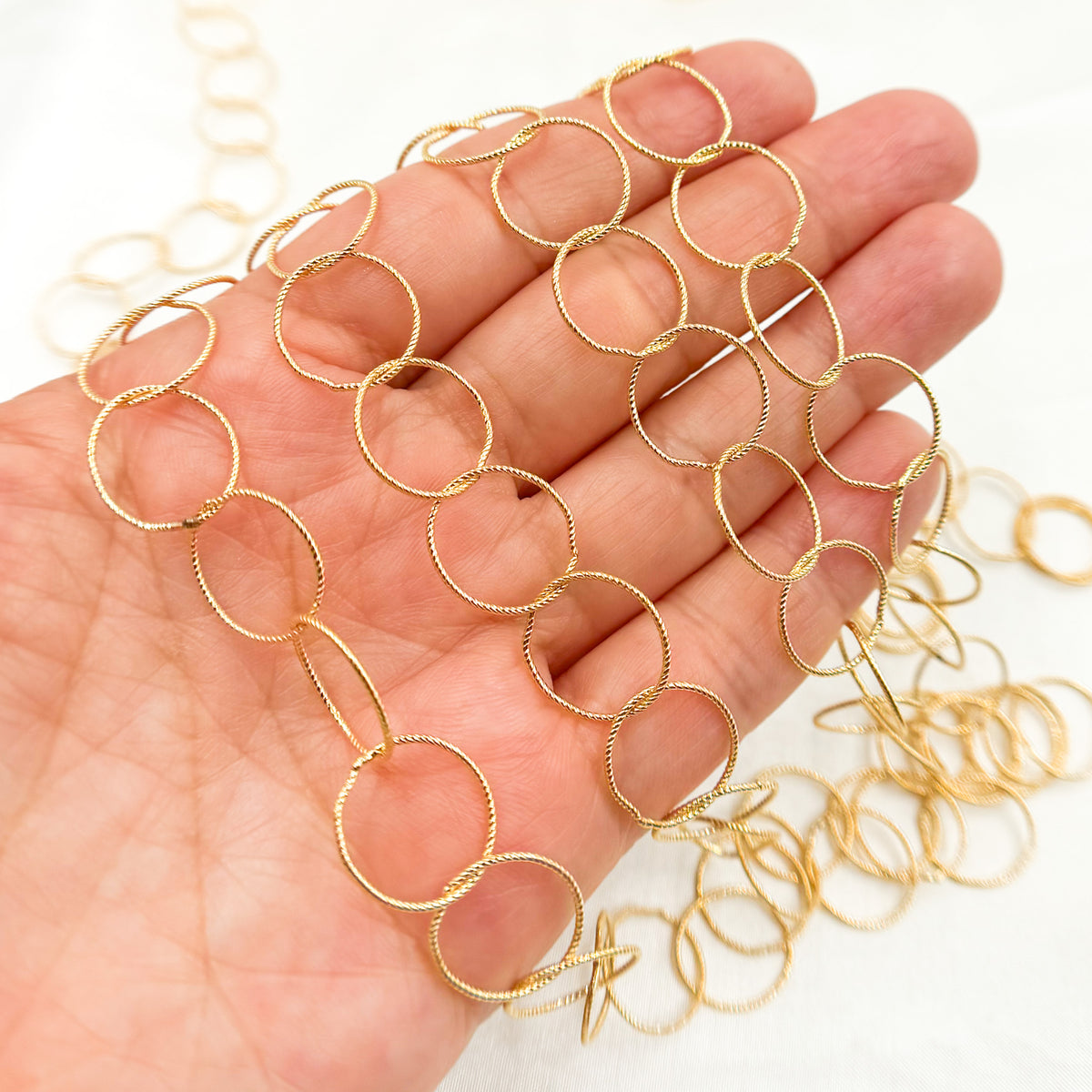 14K Gold Filled Twisted Round Link Chain
