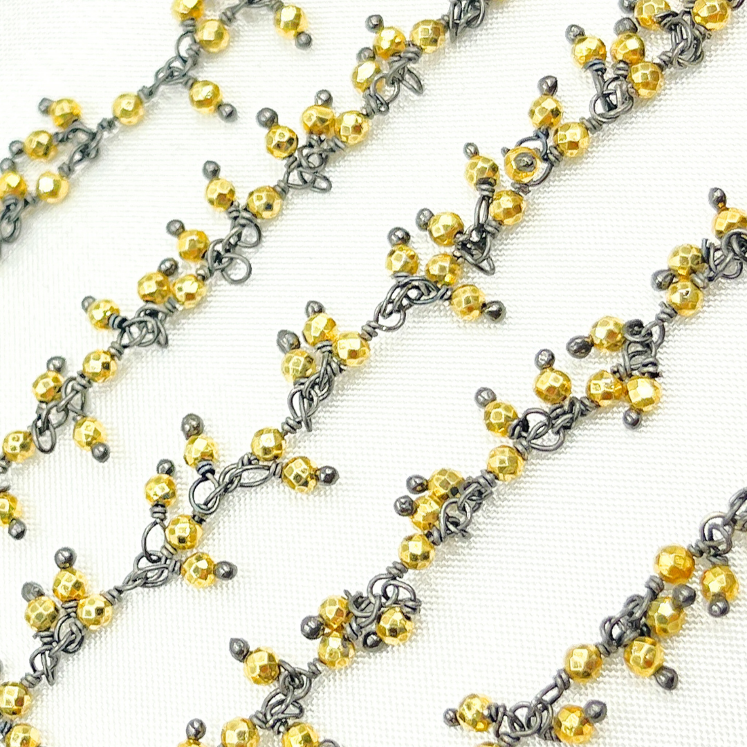 Golden Pyrite Cluster Dangle Oxidized Wire Chain.
