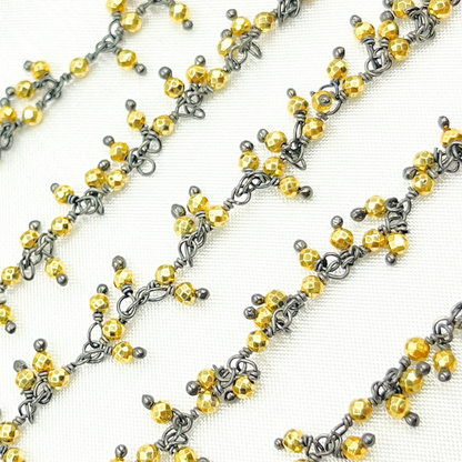 Golden Pyrite Cluster Dangle Oxidized Wire Chain.
