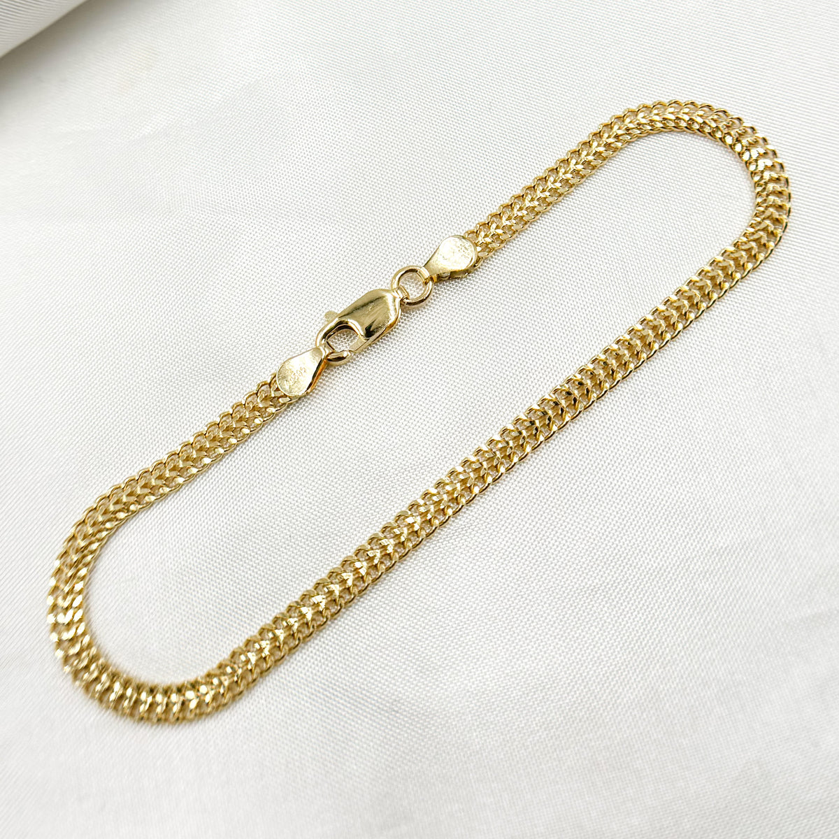 14K Solid Gold Flat Curb Bracelet