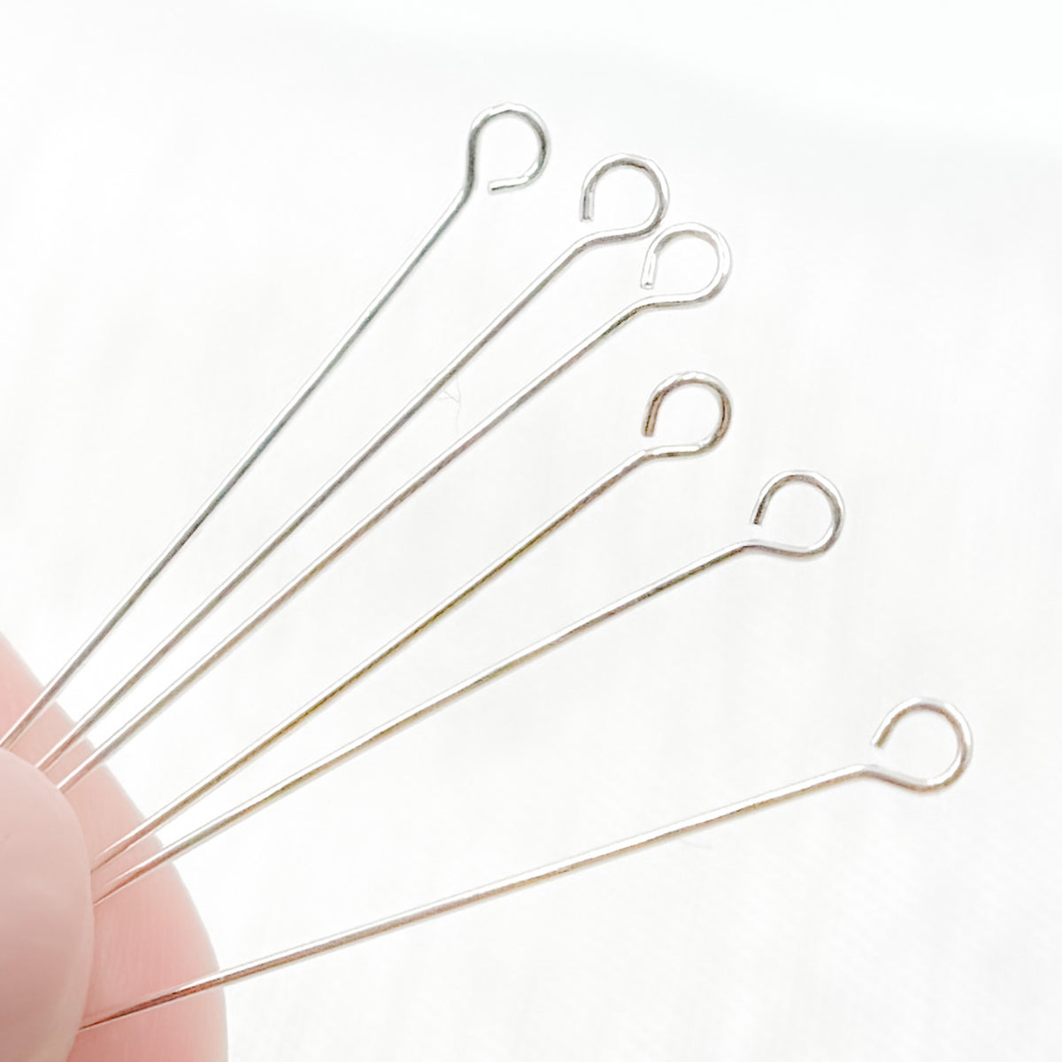 320D1.50. 24 Gauge White Sterling Silver Eye Pin 1.5 Inch Headpin