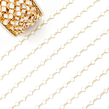 V315ENGF. 14K Gold Filled Enamel Clover Link Chains