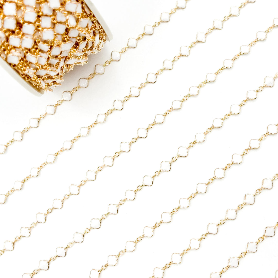 V315ENGF. 14K Gold Filled Enamel Clover Link Chains