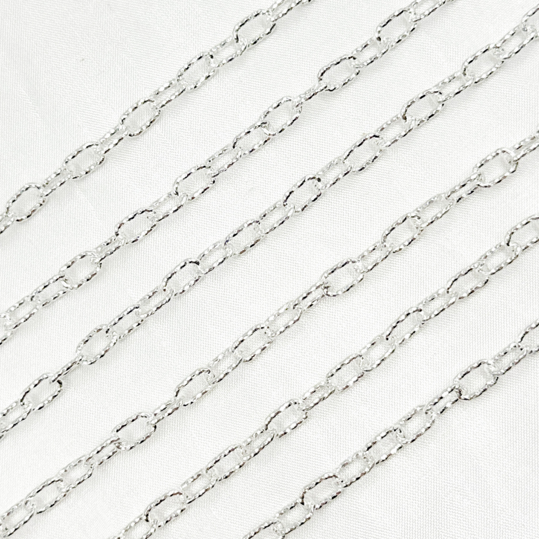 Sterling Silver Diamond Cut Cable Link Chain