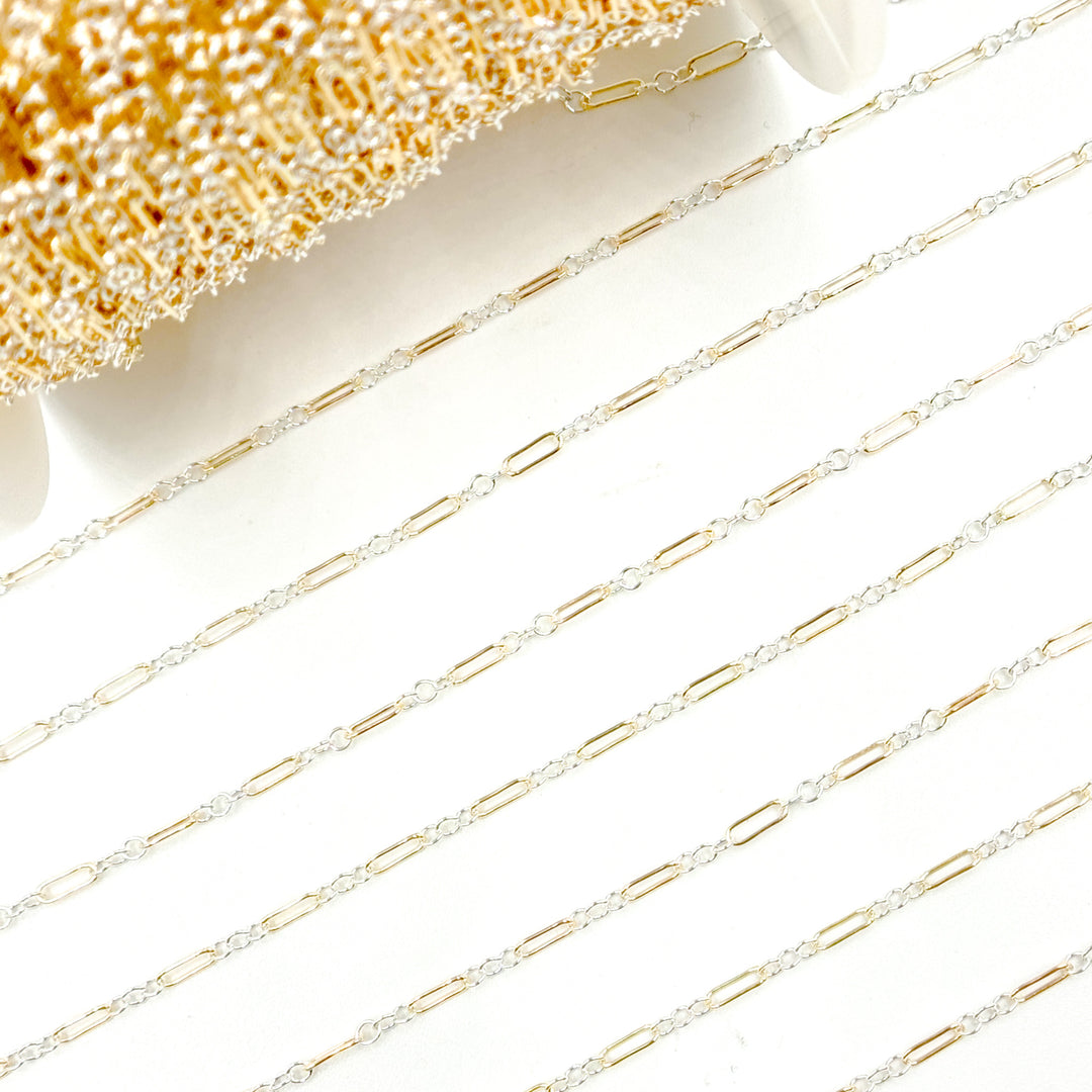 XM1003TT. 14k Gold Filled 1 Long & 3 Sterling Silver Short Link Chain