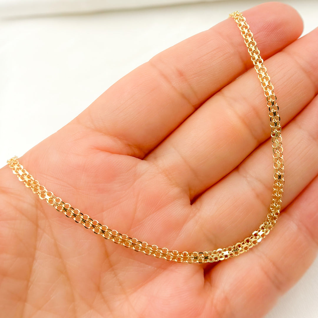 035R03AC2T2. 14K Solid Gold Bismark Link Chain