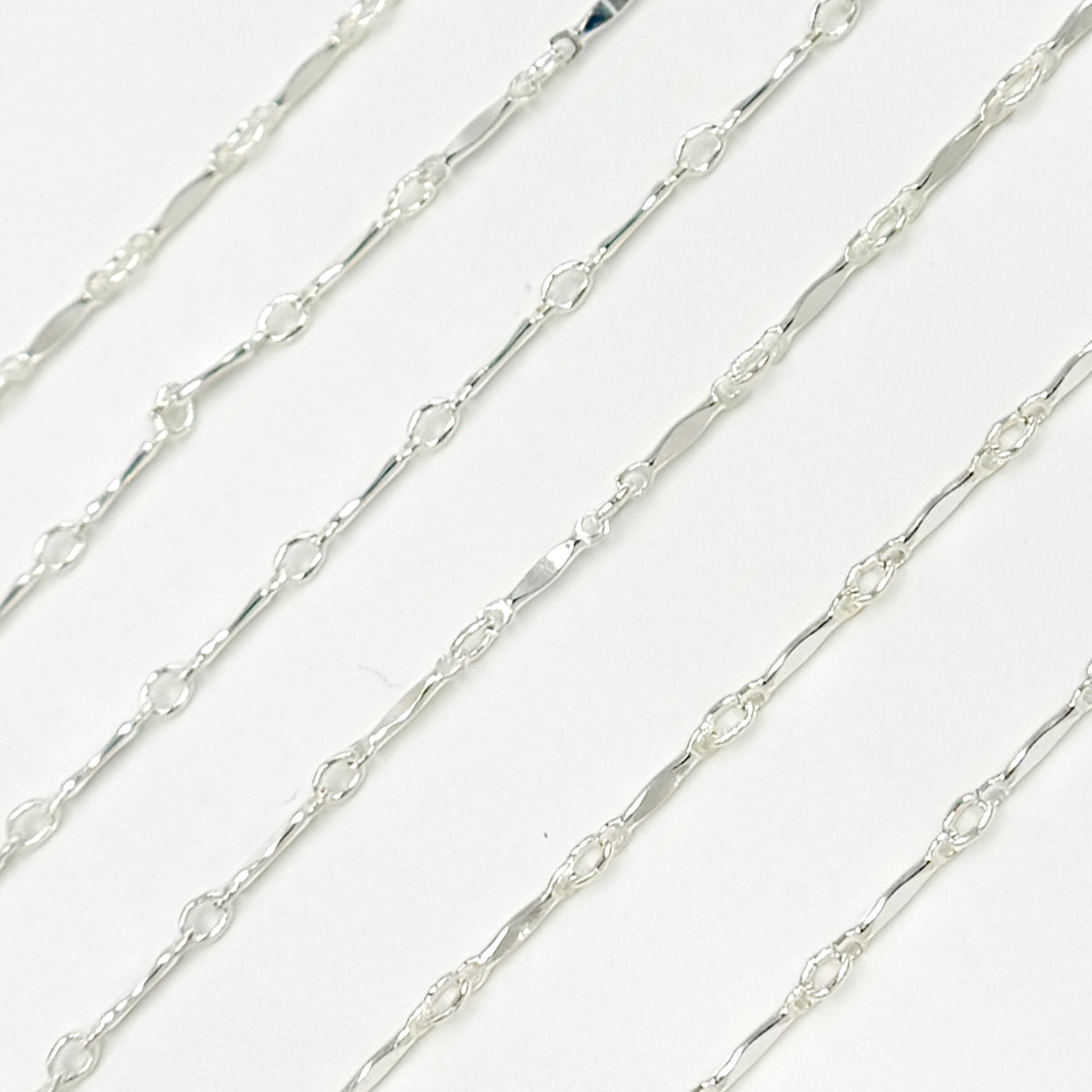 Sterling Silver Dapped Bar Link Chain