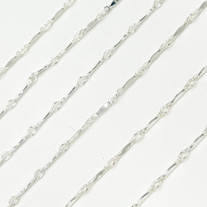 Sterling Silver Dapped Bar Link Chain