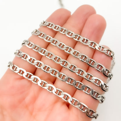 Oxidized Sterling Silver Flat Marina Chain